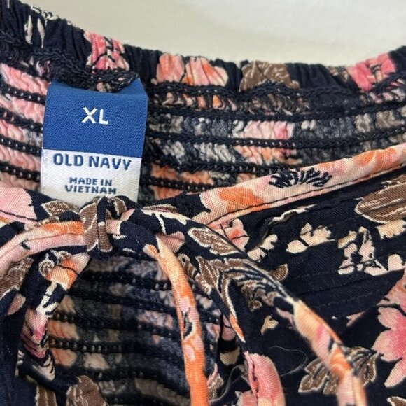 Old Navy Floral Midi Dress Women’s Size XL Puff Sleeves Smocked - Picture 4 of 9